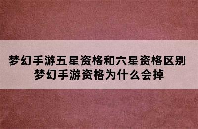 梦幻手游五星资格和六星资格区别 梦幻手游资格为什么会掉